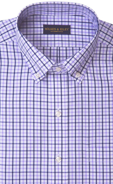 Tailored fit Non Iron Lavender Check Button Down Men's Sport Shirt