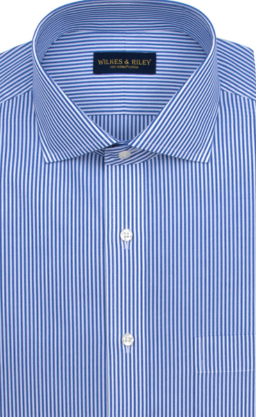 Tailored Fit Blue Bengal Stripe Non Iron Men's Dress Shirt – Wilkes