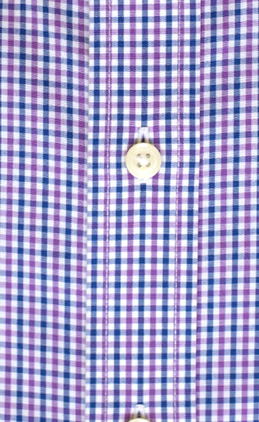 Classic Fit Purple / Blue Tattersall check Button-Down Collar Supima®  Non-Iron Cotton Broadcloth Sport Shirt (B/T)