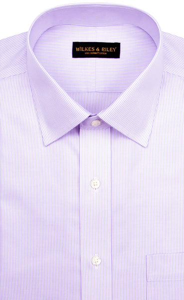 Tailored Fit Purple Stripe Spread Collar Supima® Cotton Non-Iron Twill  Dress Shirt