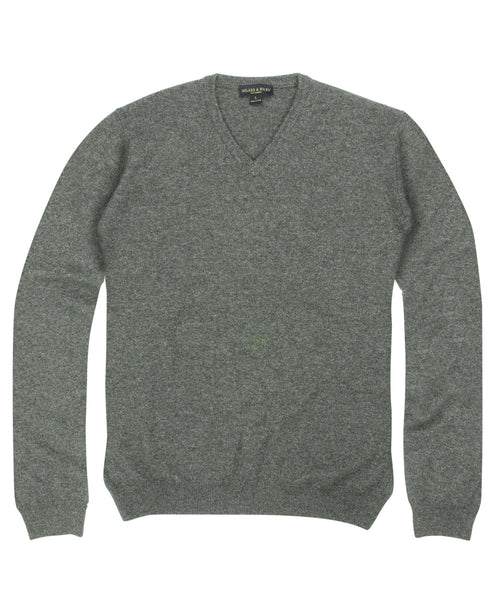 100% Cashmere V-neck Sweater w/ Loro Piana Yarn in Blue – Wilkes & Riley