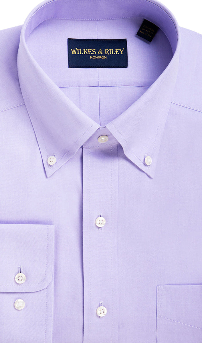 Classic Fit Lavender Button-Down Collar Non-Iron Pinpoint Oxford Dress Shirt