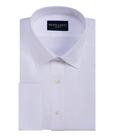 Tailored Fit White Spread Collar French Cuff Non-Iron Pinpoint Oxford Dress Shirt