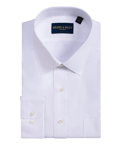 Classic Fit White Spread Collar Supima® Cotton Non-Iron Pinpoint Oxford Dress Shirt