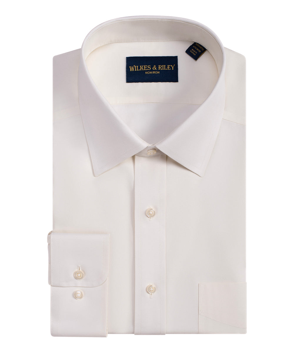 Classic Fit Ecru Spread Collar Non-Iron Pinpoint Oxford Dress Shirt