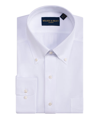 Tailored Fit White Button-Down Collar Non-Iron Pinpoint Oxford Dress Shirt