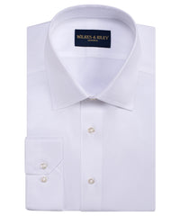 Tailored Fit White Twill Spread Collar Non-Iron Dress Shirt