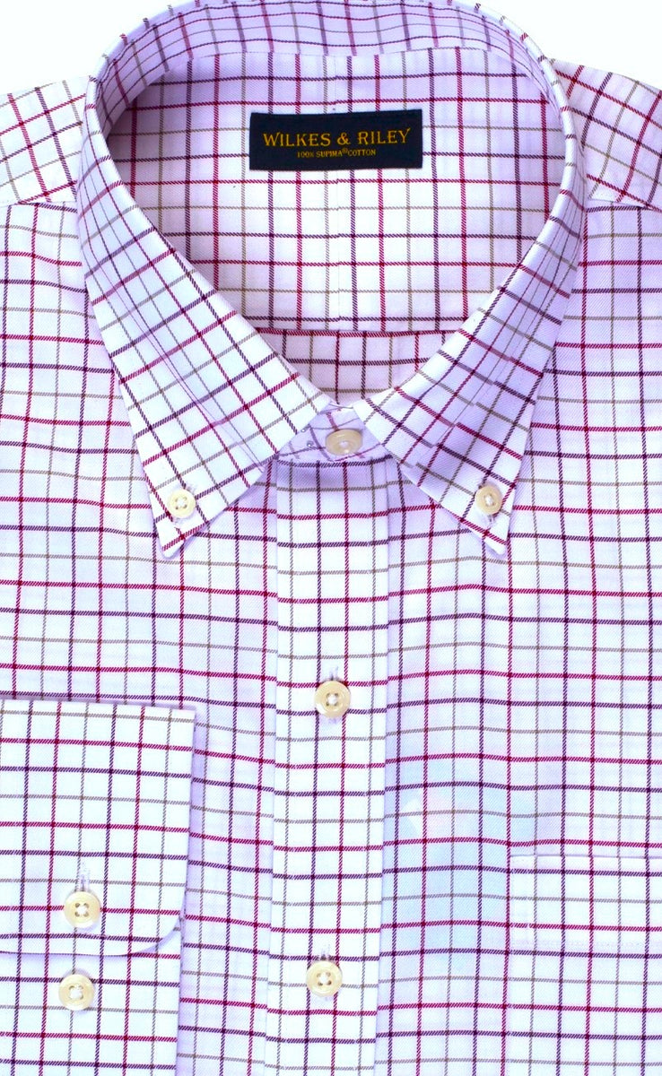 Tailored Fit Multi-Check Multi Twill  Button-Down Collar Non-Iron Sport Shirt