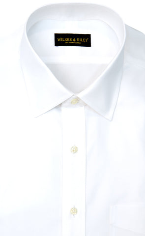 Tailored Fit White Spread Collar Supima® Cotton Non-Iron Pinpoint Oxford Dress Shirt