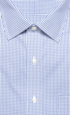 Wilkes & Riley Blue Pinpoint Check Spread Collar Alt