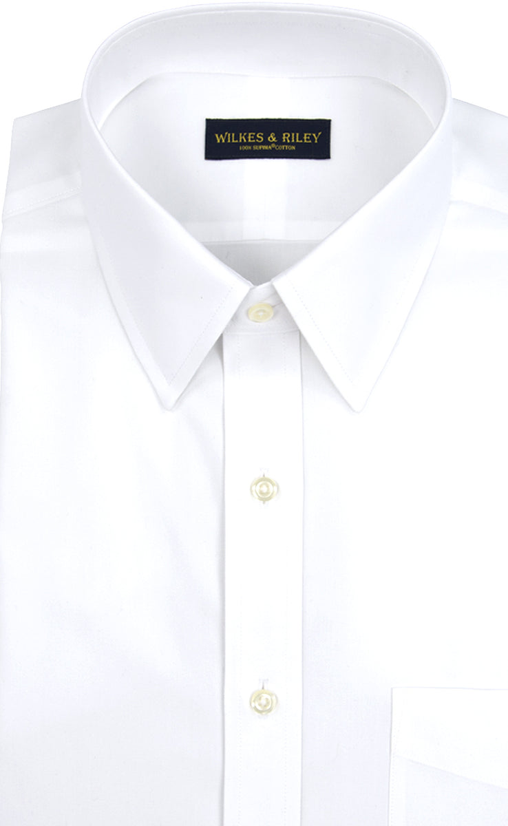 White Classic Collar Long Sleeves Shirt with Pocket and Side Logo