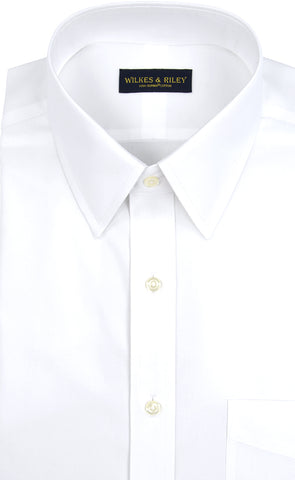 Classic Fit White Solid Point Collar Supima® Cotton Non-Iron Pinpoint Oxford Dress Shirt