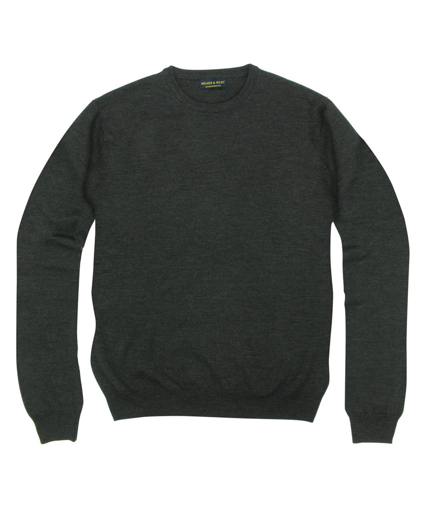 Wilkes & Riley 100% Pure Merino Wool Zegna Baruffa Crewneck Sweater in Charcoal XL / Charcoal