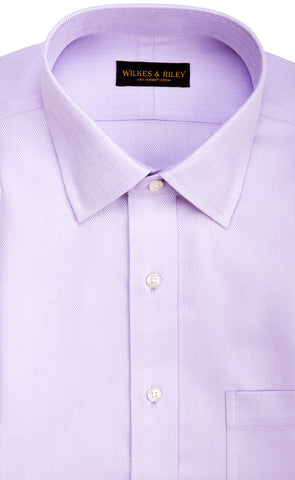Classic Fit Lavender Herringbone Spread Collar Supima® Cotton Non-Iron Dress Shirt