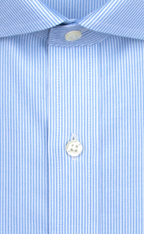 Wilkes and Riley Slim Fit Blue Stripe English Spread Collar Supima® Cotton Non-Iron Twill Dress Shirt Alt