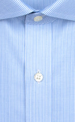 Wilkes and Riley Classic Fit Blue Stripe English Spread Collar Supima® Cotton Non-Iron Twill Dress Shirt Alt