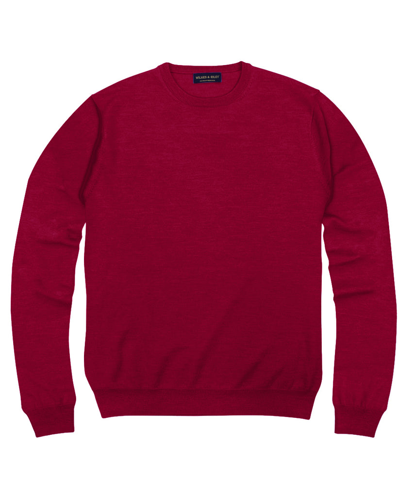 100% Pure Merino Wool Zegna Baruffa Crewneck Sweater - Red