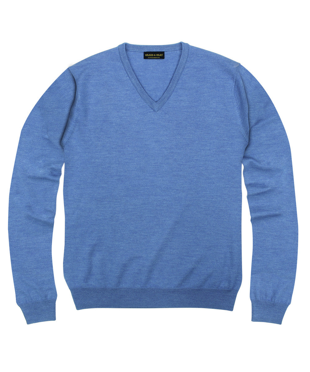 100% merino wool v-neck sweater - Men