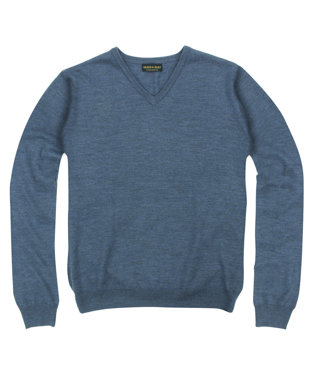 100% Pure Merino Wool Zegna Baruffa Crewneck Sweater in Blue
